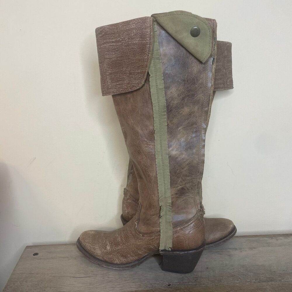 CORRAL VINTAGE Women’s Cowboy Cognac Deer High Knee Zip Boots Size 6.5 - Picture 5 of 9